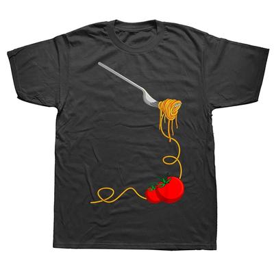 T-shirts Drôles Nouilles Tomates Cuisine Italienne Été Graphique Coton Streetwear Manches Courtes Cadeaux d'Anniversaire T-shirt Vêtements Homme#Couleur
