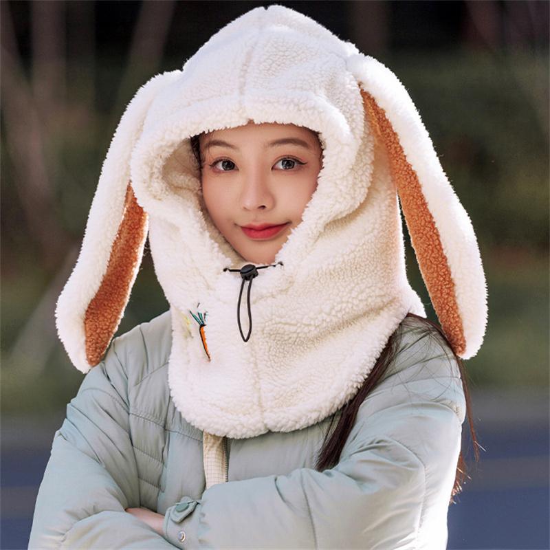 Winter Warmer Skikopfhörer Abdeckung Bequem Weiches Fleece Skimütze Schalwärmer Cartoon Niedliche Hasenohren Dekorative Helmabdeckung Mütze
