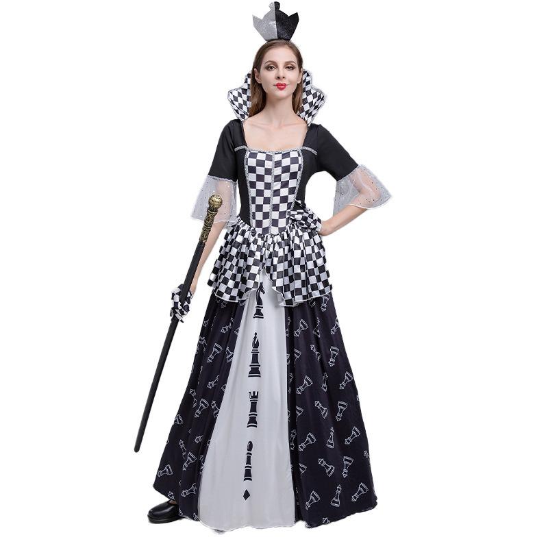 

Алиса Полиэстер Модное В Стране Чудес Платье Королевы Шахмат с Аксессуарами Идеально для Хэллоуина S