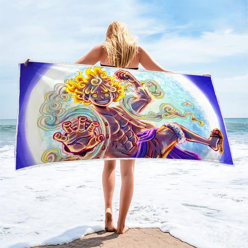 Anime Character Printed Square Microfiber Beach Towel Quick Dry Bath Towel For Shower Swimming