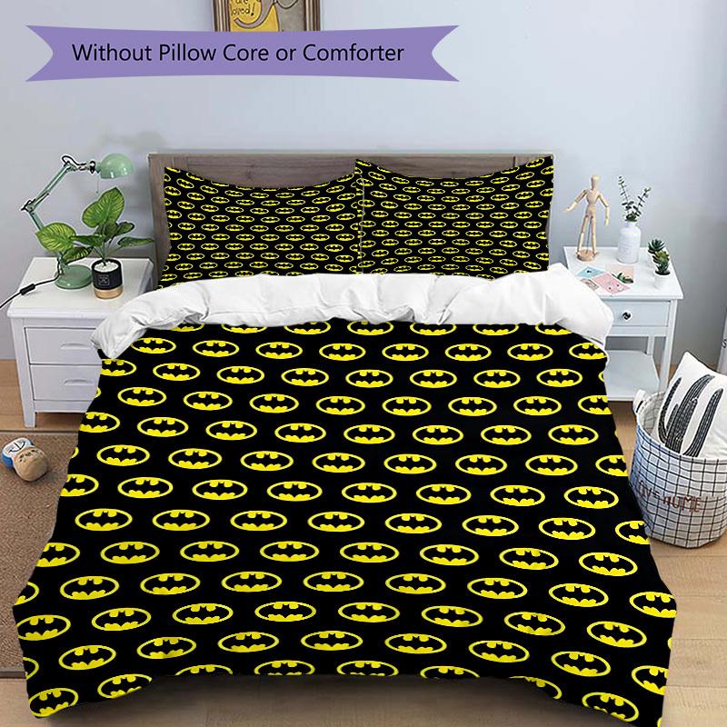 3pcs Batman Signal Bedding Set, Soft Polyester Duvet Cover and Pillowcases Machine Washable Seasons All Suitable & Guest Room Decor258