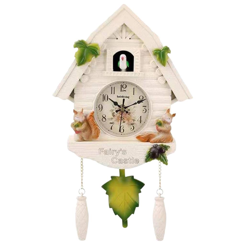 Cuckoo Wall Clock Creative Arabic Numerical Quartz Non Ticking Forest Hanging 3D Pendulum for