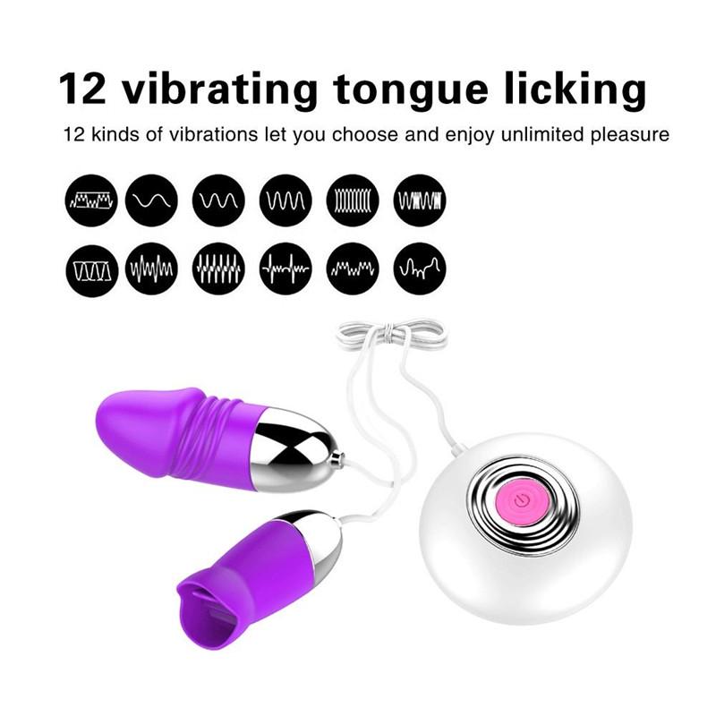 Klitoris Oral Tungevibrator Nippelsuger Fjernkontroll Klitorisstimulator Sexleketøy for Kvinner