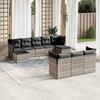 10 Piece Garden Sofa Set with Cushions Light Grey Poly Rattan