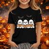 Kids Halloween Printed Neck Short Sleeve T-Shirt Loose Fit Casual Top