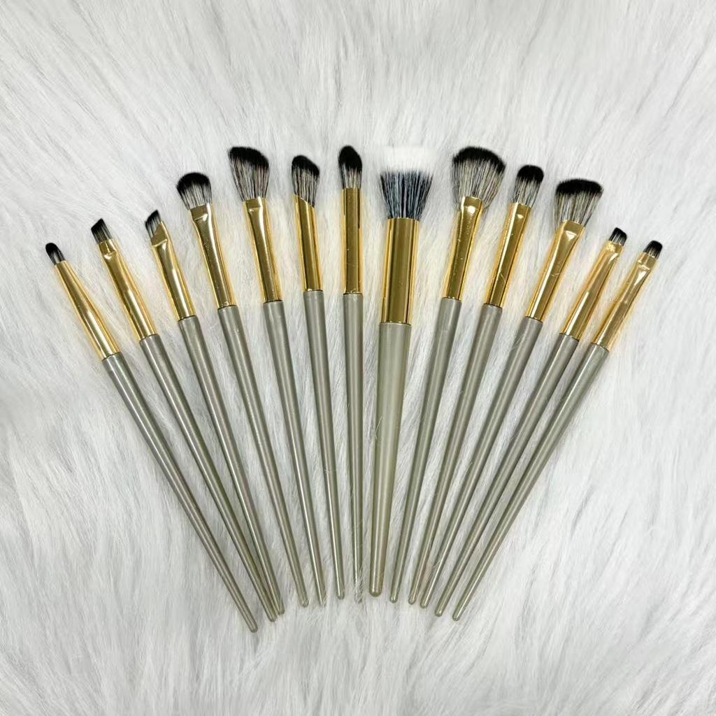 13-Piece Gilded Makeup Brush Set: Soft Hair Eye & Eyeshadow Brushes