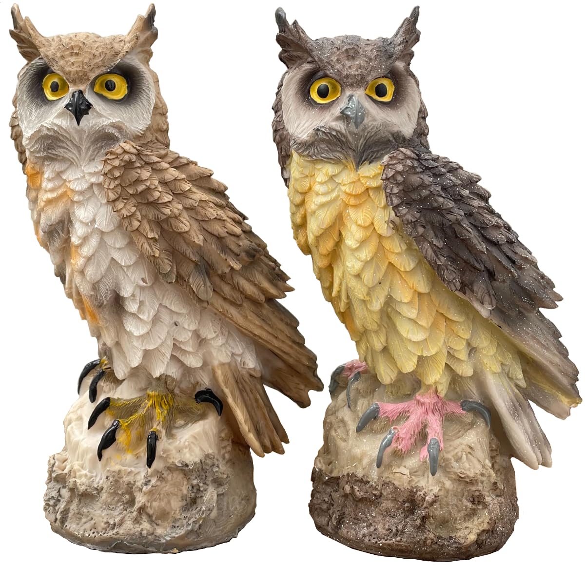 Орнамент  elrinrin  Сова, Садовый объект, Садовый монумент, Отпугиватель ворон, Реалистичный, Фэн-шуй, Талисман удачи (Черно-белый набор)
