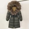 OFTBUY Moda Inverno Giacca Piumino 90% Imbottita con Piumino Collo in Pelliccia di Volpe Oversize Rimovibile Cucita Giacca Piumino Donna Abbigliamento Casual Largo