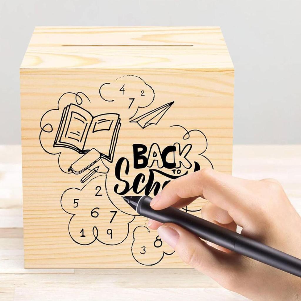 Money Box with Counter Savings Goal Target Adults Kids Wooden 365 Day Saving