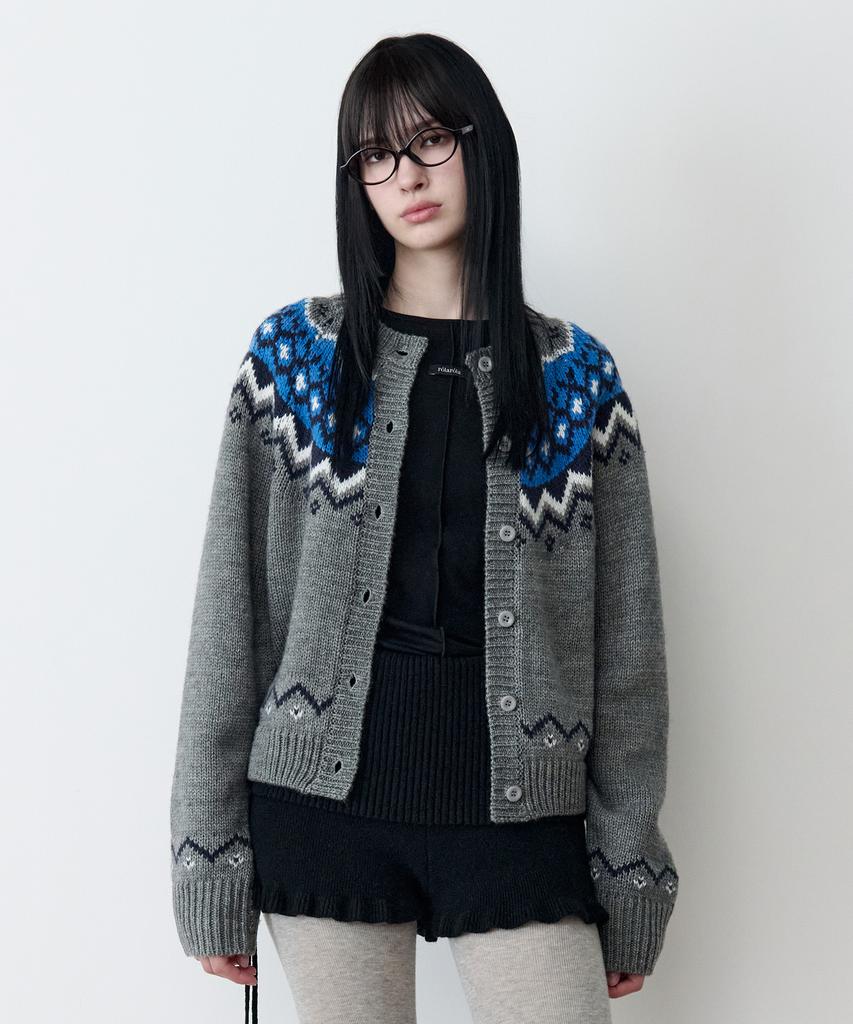 Rolarola Cowichan Jacquard Knit Cardigan Gray