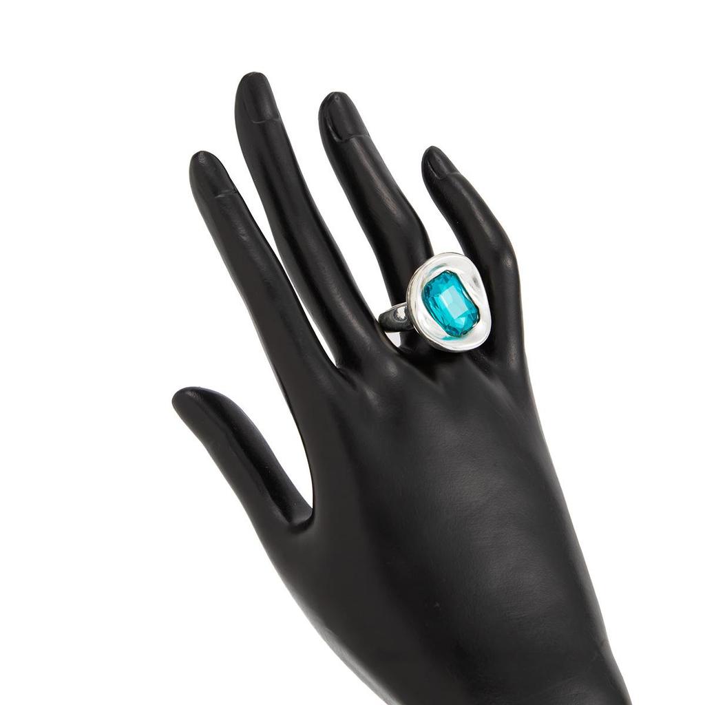 18K Silver Plated Irregular Gemstone Ring Set, Stainless Steel Block Shaped Fluid Shaped Ring, Women's Art Jewelry