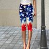 Flag Capri Leggings for Women Stretch Patriotic Star Stripe Patterned Yoga Pants Casual Capri Trousers