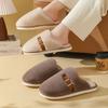 Plush Buckle Cotton Shoes Autumn and Winter Leisure Indoor Home Couple Plush Thick-soled Warm Cotton Slippers EVA Sole