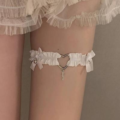 1 ks Kroužek na nohy Pásek Srdce Křížek Nárameníková mašlička Protiskluzová gumička Gotická krajka Podvazkový pásek Lolita Cosplay Bondage Podvazek na nohy