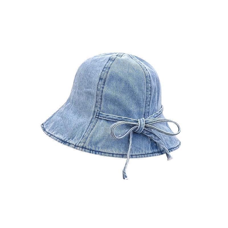 

Новая джинсовая панама с бантом на ремне для женщин, хлопковая рыболовная кепка, корейская повседневная универсальная ретро-шляпа с защитой от солнца синий