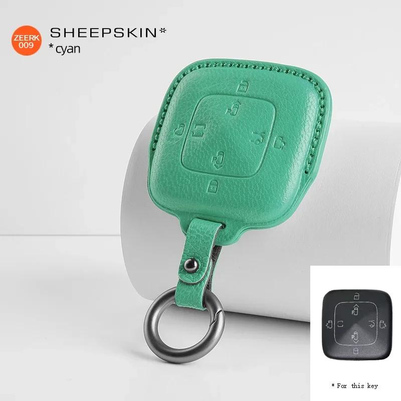 Innenraumverkleidungen Lammfell Auto Intelligenter Fernschlüssel Etui Abdeckung Halter Tasche Schale Voll für ZEEKR 009 Schlüsselanhänger Auto Zubehör