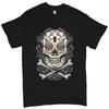 Calavera Sugar Skull T Shirt Mexican Day of the Dead Dia De Muertos Men's Vintage Washed Fashion Soft Slightly