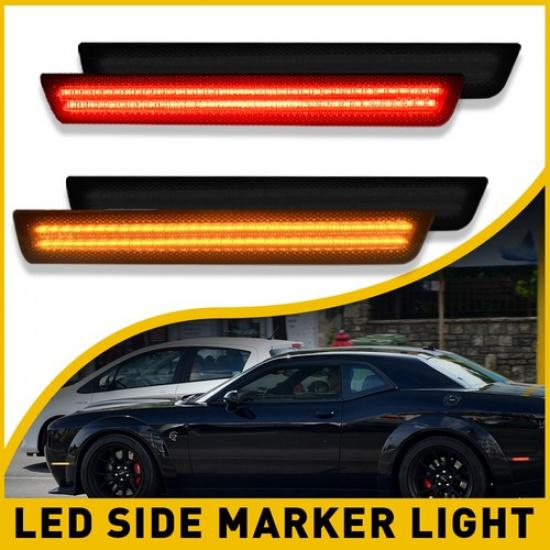 Front&Rear Lens Side Marker Lights LED Kit For 2015- Dodge Challenger Black