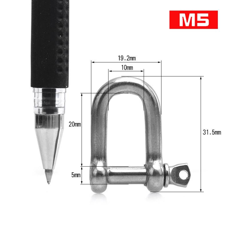 304 Stainless Steel Bow Shackle - Tow Hook, Marine Rope Ring, Chain Lifting Rigging Connector