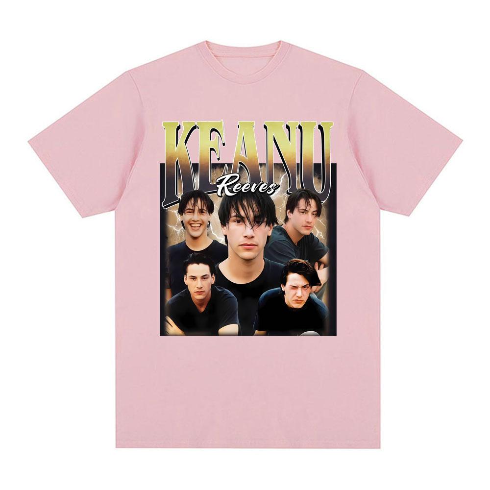 Keanu Reeves Vintage 90er Jahre Print T-Shirts Unisex Damen Mode Hip Hop T-Shirt Hohe Qualität Übergroßes Kurzarm T-Shirt Streetwear