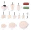 Car Polishing Pads for Drill, 14 PCS Buffing Pad Polishing Wheel Mop Kits with 2 PCS Rouge Compound, Cone/Column/Mushroom/T-Shaped Wheel Grinding Hea