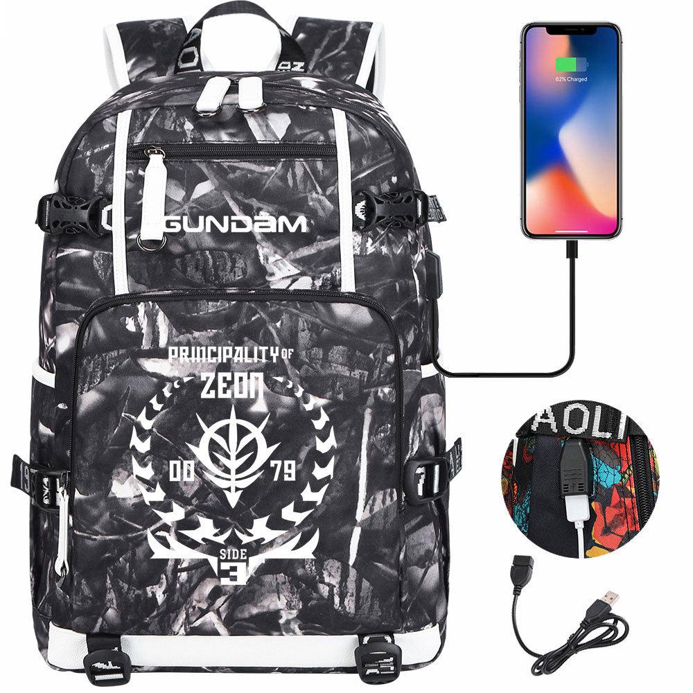 Nuovo Zaino Scolastico Stampato Mobile Suit Gundam per Studenti Adolescenti Uomo Donna Zaino da Viaggio Grande Capacità per il Tempo Libero