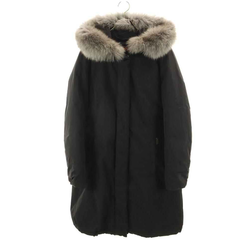 WOOLRICH down coat S black with fox fur Women Used