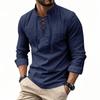 Menpure Colorlong Sleeveslinen Henry Shirt Hippiecasualbeach Stand Collar Shirt