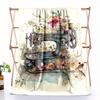 Vintage Floral Sewing Machine Print Flannel Throw Blanket – Contemporary All-Season Reversible, Soft Non-Woven Polyester, Digita