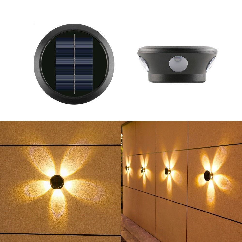 LED Licht Solar Wandleuchte Solarbetrieben Garten Zaunleuchte Außenwandleuchte Zuhause Hof