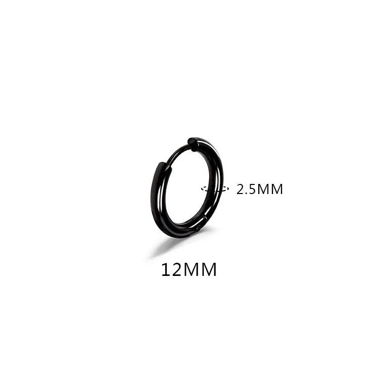 LATS 2024 New Simple Stainless Steel Small Hoop Earrings for Women Men 8mm To 20mm Round Cartilage Ear Piercing Fashion Zircon
