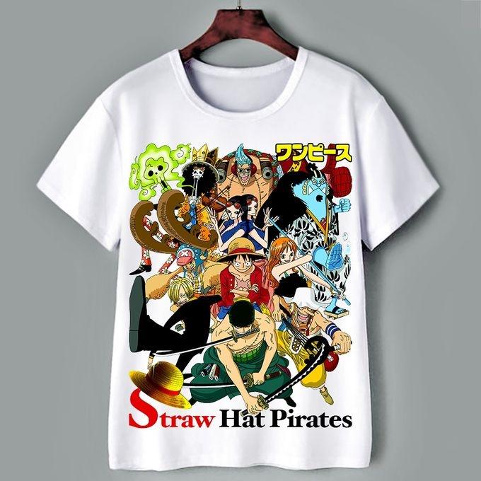 

Summer 2026 One Piece Straw Hat The Pirates All Assembled Theme 100 Cotton Print Loose Tshirt Male and Female Top Y2k S