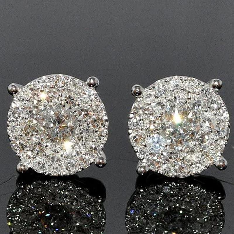 

Sterling Stud Earrings Simple Stylish Design Wedding Engagement Fashion Accessories Fancy Gift Brilliant CZ Jewelry