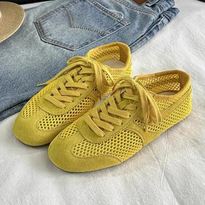 Mode Neue Lässige Damen Schuhe 2025 Deutsche Trainingsschuhe Mesh Leder Schnür-Sneakers Hohe Qualität Leichtgewicht Walking Damen Flacher Schuh