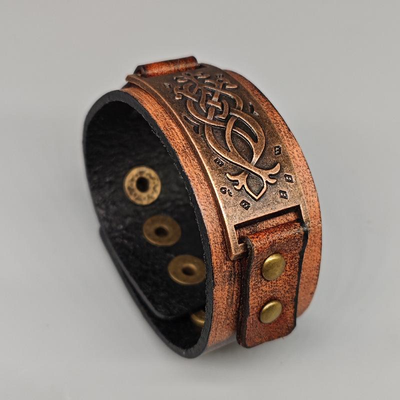 

Ретро Чоловічий Браслет зі Старої Коров ячої Шкіри: Етнічний Мінімалістичний Регульований Браслет