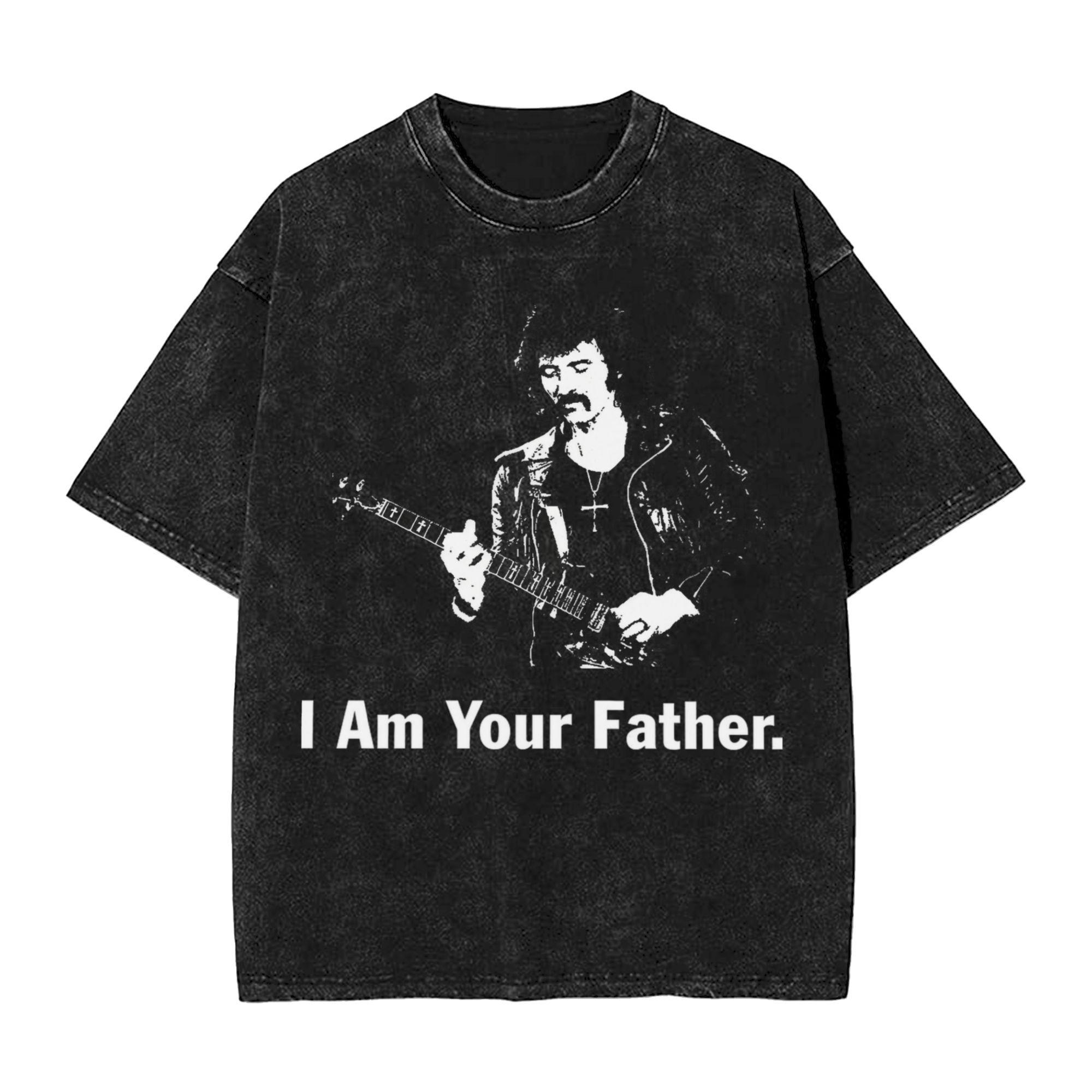 

Man T-Shirt Toni Iommi Black Sabbath Heavy Metal I Am Your Father Guitar Washed T Shirts Beach Tees Street Style Casual Tops 4XL