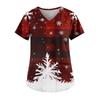 Women's Fashion V-neck Short Sleeve Workwear With Pockets Printed Tops