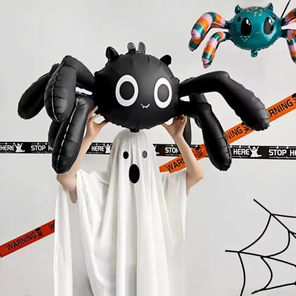 Large 4D Spider Balloon Inflatable Giant Standing Halloween Black Spider Foil Balloons Halloween Party Home Decor Props
