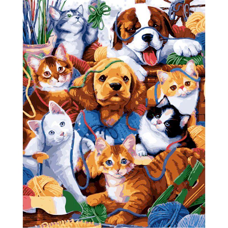 5D DIY Diamond Painting Cute Dog In Oil Painting Diamond Embroidery Cross Stitch Kit Full Rhinestone Mosaic Home Decor