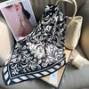 Summer thin simulated silk printing small square scarf women's neck protection decorative scarf headscarf light luxury high-end waist silk scarf