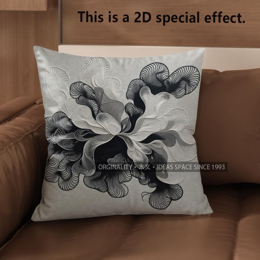 2D Abstract Black & White Patterned Pillow Covers Pattern Cushion Cover Suitable For Sofa Bedroom Car Pillow Cover