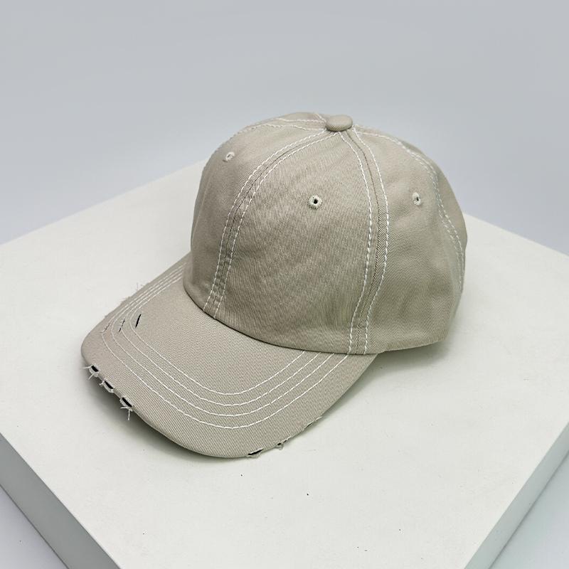 New Unisex Solid Distress Retro Baseball Hats Breathable Street Sunshade Simple Peaked Cap Versatile Fashion Casual Broken Style