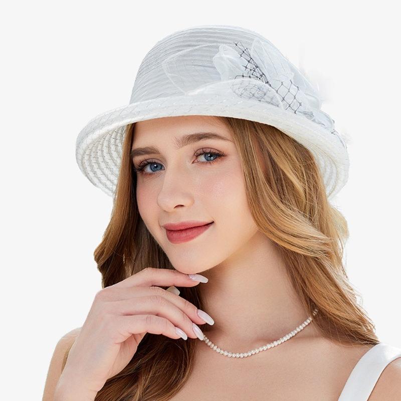 Summer Retro Style Basin Hat Women's Sunscreen Sunshade Hat Curled Topper Hat