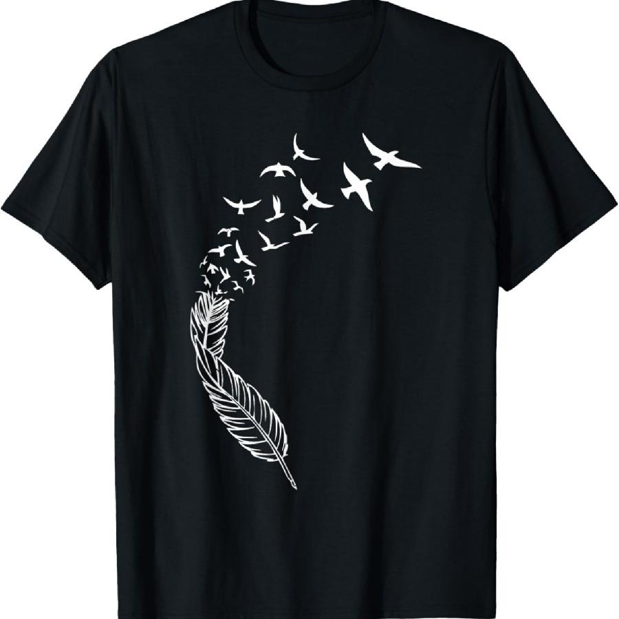 Feather Flying Birds Cool Street Style Positivity Casual T-Shirt