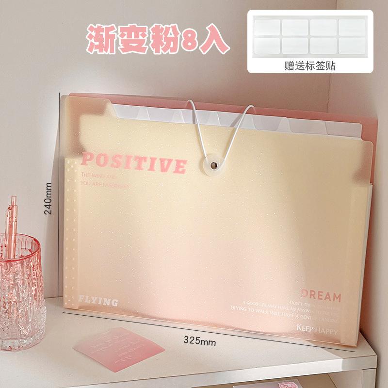 Thickened A4 File Folder Creative 8 Pockets Waterproof Document Bag PP Large Capacity Classification Folder School Office