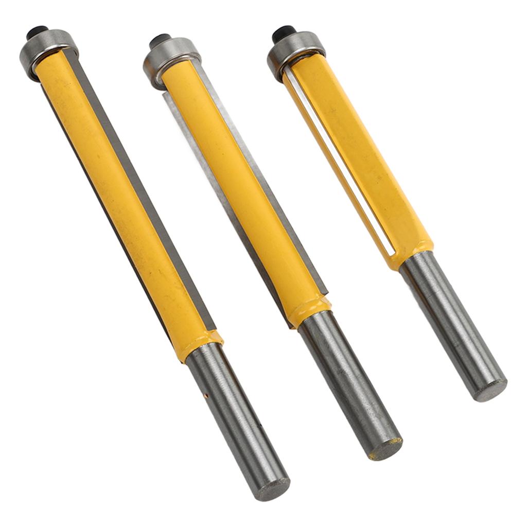 3 Stück Bündigfräser Wolframstahllegierung Professionelles Bündigfräser-Set mit geradem Lager mit 8mm Schaft für