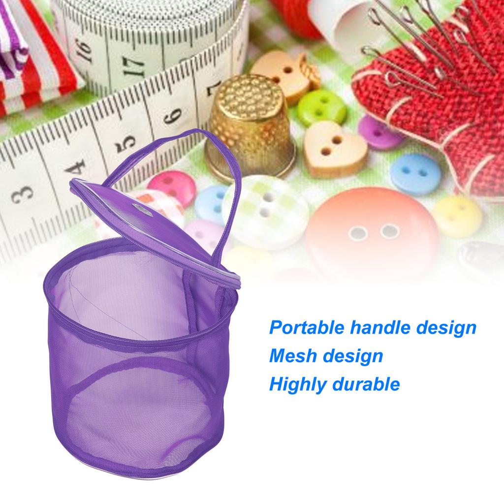 Cesta de Costura Alça Portátil Espaço Amplo Design de Malha Nylon Ampla Aplicação Bolsa de Tricô