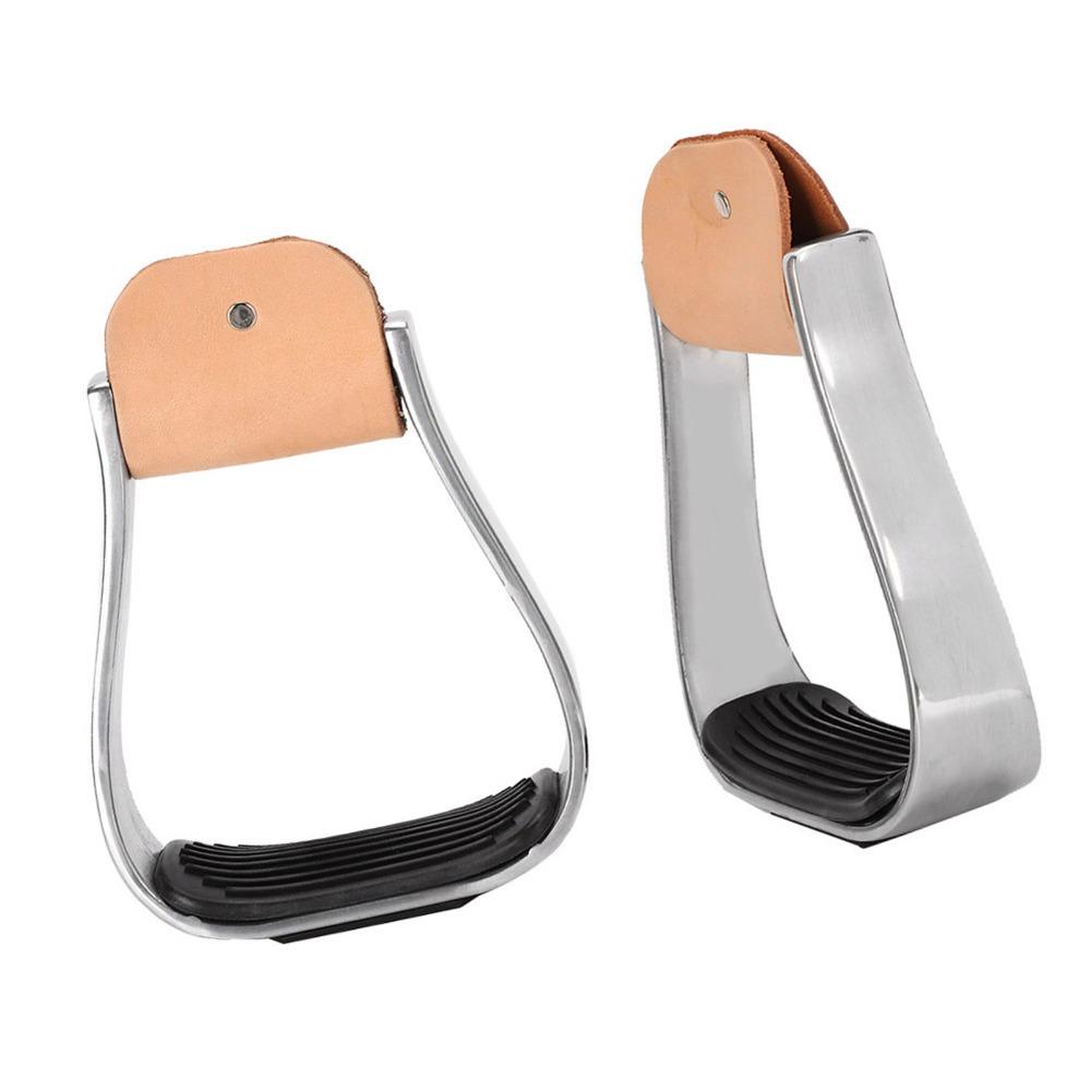 2pcs Silver Horse Riding Stirrups Rubber Anti-Skid Pad Cushioned Stirrups Horse Riding