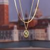 Colorful Oval Shell Pendant Necklace In Gold Plated Titanium Steel