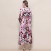 Spring Vintage Floral Maxi Dresses for Women Runway Cross V-Neck Long Lantern Sleeve Sashes Beach Holiday Dress Boho Robe